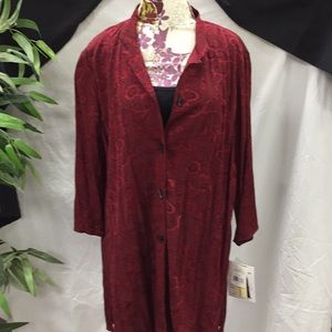 NWT Sarah B Woman Red Blouse w/ Built In tank top